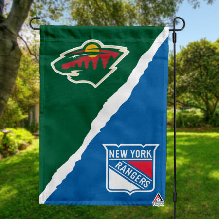 Wild vs Rangers House Divided Flag, NHL House Divided Flag