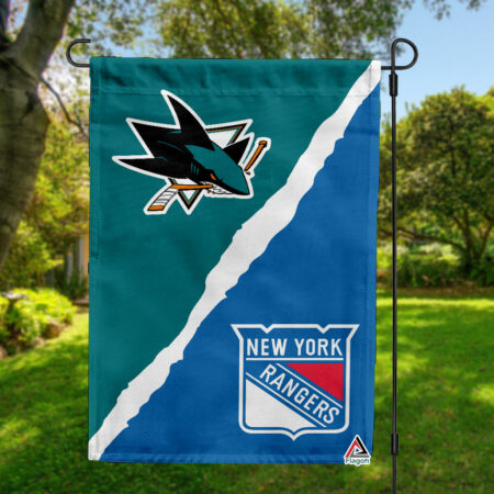 Sharks vs Rangers House Divided Flag, NHL House Divided Flag