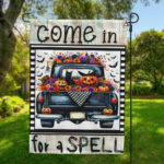 Come in For a Spell Flag, Halloween Witch Inn Flag, Black Cat Garden Flag