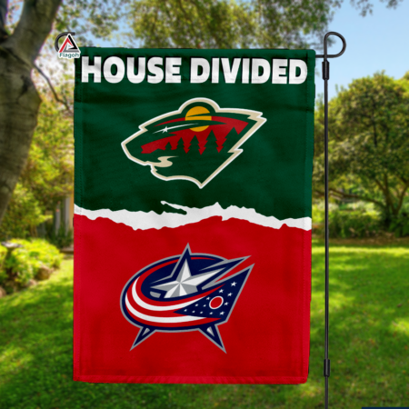 Wild vs Blue Jackets House Divided Flag, NHL House Divided Flag