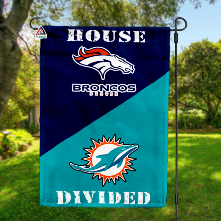 Broncos vs Dolphins House Divided Flag, NFL House Divided Flag
