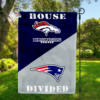 Denver Broncos vs New England Patriots House Divided Flag, NFL House Divided Flag