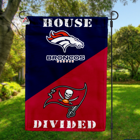 Broncos vs Buccaneers House Divided Flag, NFL House Divided Flag