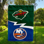 Wild vs Islanders House Divided Flag, NHL House Divided Flag