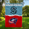 Seattle Kraken vs Columbus Blue Jackets House Divided Flag, NHL House Divided Flag