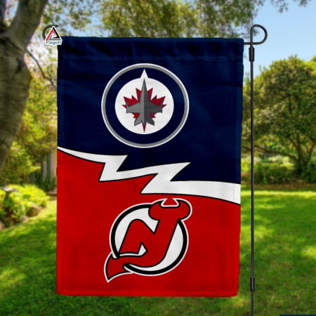 Jets vs Devils House Divided Flag, NHL House Divided Flag