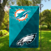 Miami Dolphins vs Philadelphia Eagles House Divided Flag, NFL House Divided Flag