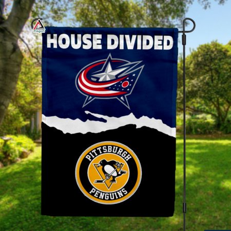 Blue Jackets vs Penguins House Divided Flag, NHL House Divided Flag