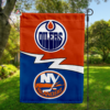 Edmonton Oilers vs New York Islanders House Divided Flag, NHL House Divided Flag