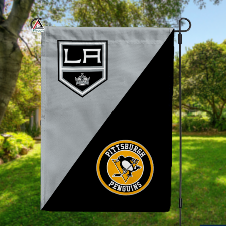 Kings vs Penguins House Divided Flag, NHL House Divided Flag