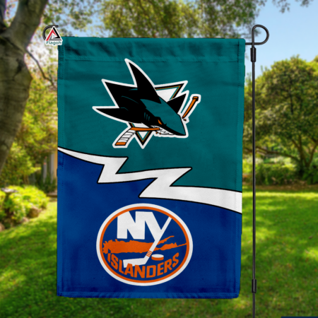 Sharks vs Islanders House Divided Flag, NHL House Divided Flag