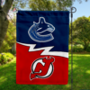 Vancouver Canucks vs New Jersey Devils House Divided Flag, NHL House Divided Flag