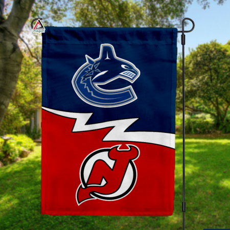 Canucks vs Devils House Divided Flag, NHL House Divided Flag