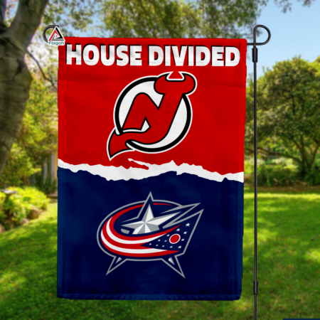 Devils vs Blue Jackets House Divided Flag, NHL House Divided Flag