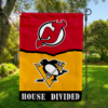 New Jersey Devils vs Pittsburgh Penguins House Divided Flag, NHL House Divided Flag