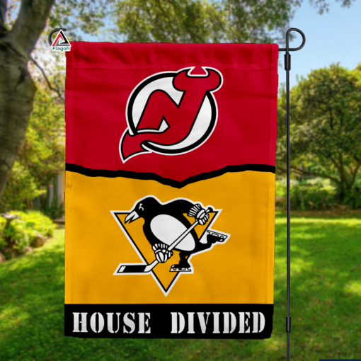 Devils vs Penguins House Divided Flag, NHL House Divided Flag