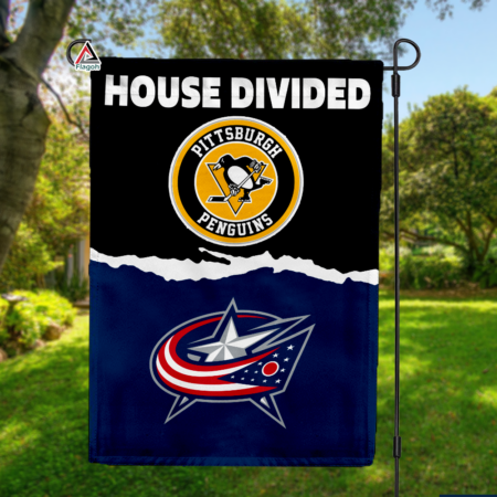Penguins vs Blue Jackets House Divided Flag, NHL House Divided Flag