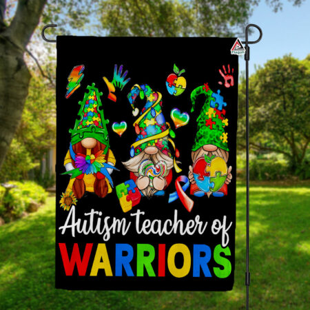 Autism Awareness Gnome Flag, Autism Teacher of Warriors Garden Flag