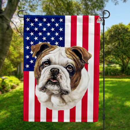 American Bulldog 4th of July Garden Flag, Bulldog Dog Independence Day Flag