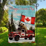 Happy Canada Day Bear Truck Flag, Happy Canadian Flag, Proud Canadian Home Decor