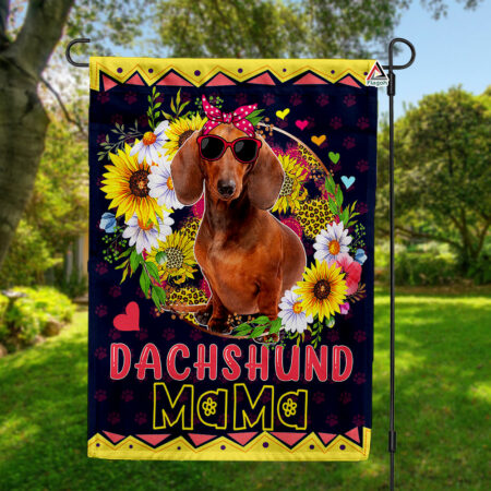 Floral Dachshund Mama Flag, Funny Weenie Mom Yard Flag, Doxie Lovers Gift