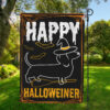 Happy Hallowiener Flag, Dachshund Dog Breeds Halloween Garden Flag