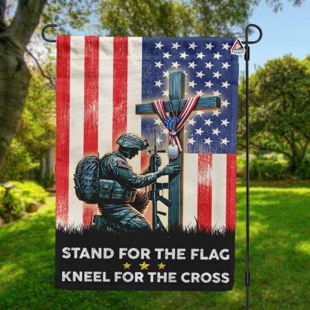 Stand For The Flag Kneel For The Cross Flag, Christian Patriot American Flag, 4th of July Outdoor Decoration