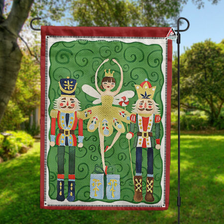 Christmas Nutcracker Garden Flag, Nutcracker Art Ballet Fairy Garden Flag, Xmas Winter Holiday Decor