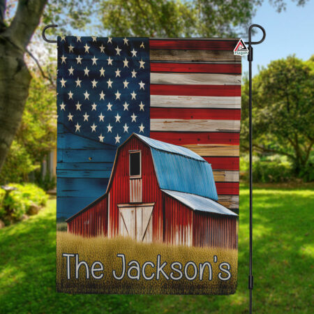 Americana Welcome Garden Flag, Custom Family Name Primitive Patriotic Flag, Personalised Welcome Flag