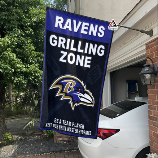 Baltimore Ravens Grilling Zone Flag, Ravens Football Fans BBQ Flag