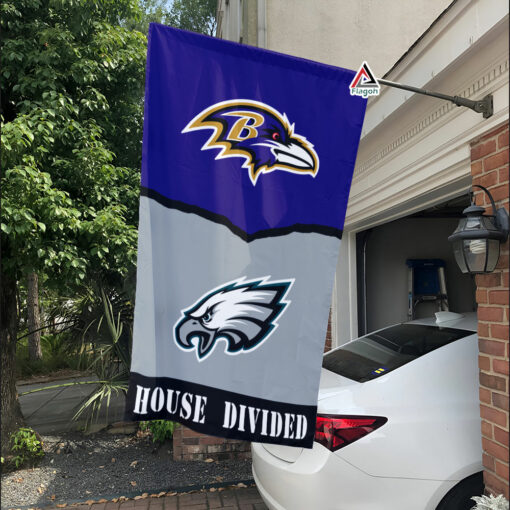 Ravens vs Eagles House Divided Flag, NFL House Divided Flag