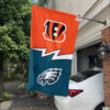 Cincinnati Bengals vs Philadelphia Eagles House Divided Flag, NFL House Divided Flag