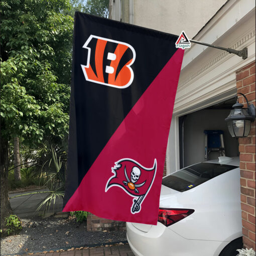 Bengals vs Buccaneers House Divided Flag, NFL House Divided Flag