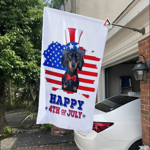 Dachshund Dog Patriotic Summer Garden Flag, Doxie Mom Dad Gift, 4th of July Flag