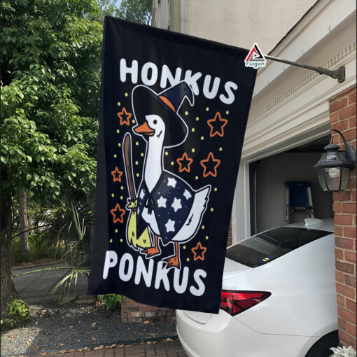 Honkus Ponkus Halloween Witch Goose Flag, Funny Halloween Garden Flag