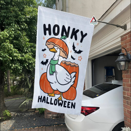 Honky Halloween Goose Flag, Happy Halloween Honkus Ponkus Witch Duck Flag