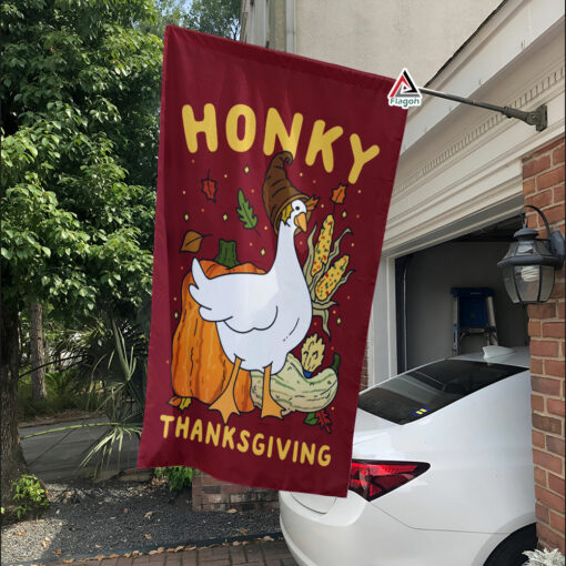 Honky Thanksgiving Flag, Funny Thanksgiving Home Decor, Goose Lovers Gift Flag