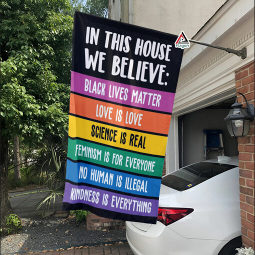 In This House We Believe Flag, Colorful Diversity House Flag