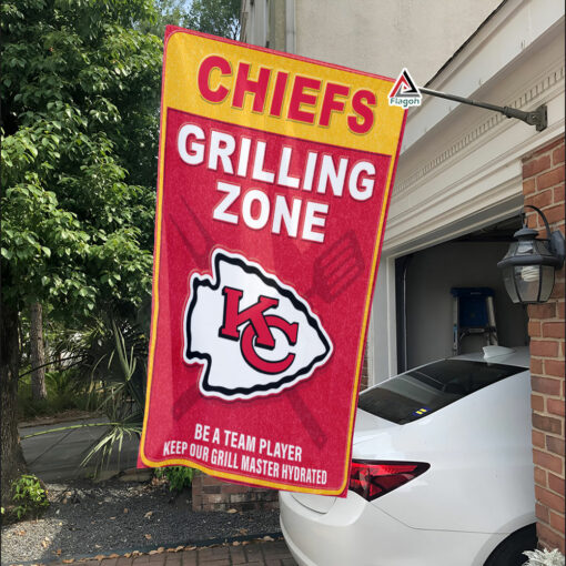 Kansas City Chiefs Grilling Zone Flag, Chiefs Football Fans BBQ Flag