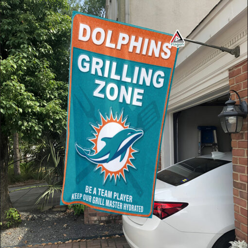 Miami Dolphins Grilling Zone Flag, Dolphins Football Fans BBQ Flag