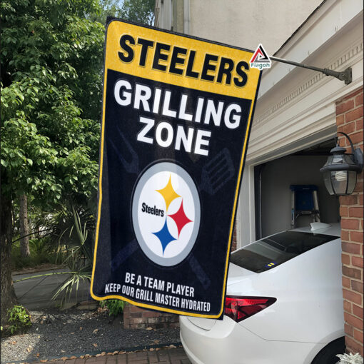 Pittsburgh Steelers Grilling Zone Flag, Steelers Football Fans BBQ Flag