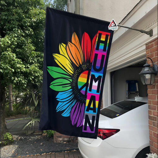 Pride allyship Flag, HUMAN Sunflower LGBT Flag, Gay Pride Month Home Decor