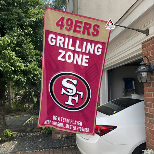 San Francisco 49ers Grilling Zone Flag, 49ers Football Fans BBQ Flag