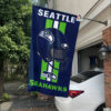 White Car House Flag Mockup Seahawks