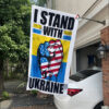 White Car House Flag Mockup Stand with Ukraine