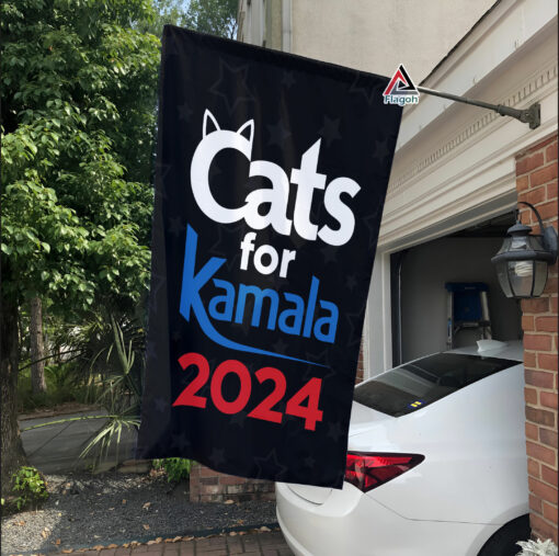 Cat Ladies For Kamala Flag, Kamala Rally Garden Flag, Childless Cat Ladies Kamala Flag