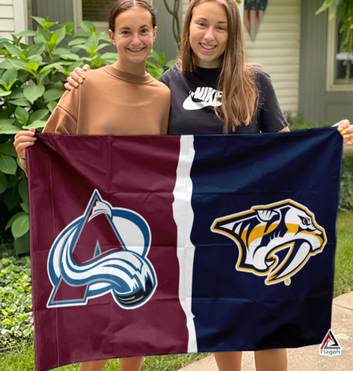 Avalanche vs Predators House Divided Flag, NHL House Divided Flag