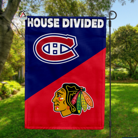 Canadiens vs Blackhawks House Divided Flag, NHL House Divided Flag