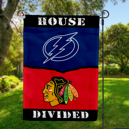 Lightning vs Blackhawks House Divided Flag, NHL House Divided Flag