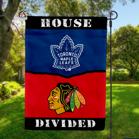 Maple Leafs vs Blackhawks House Divided Flag, NHL House Divided Flag